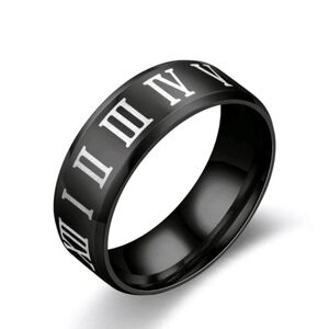 Unisex Stainless Steel Roman Numerals Ring Men Women Wedding Band Size 10 NWT